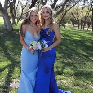 Elegant Blue Satin Gown